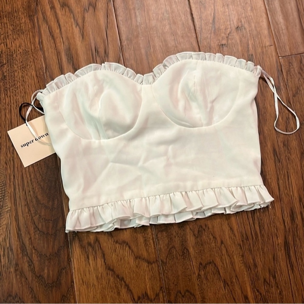 superdown - White Ruffle Bustier Top